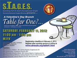 Valentines Day Brunch hosted by S.T.A.G.E.S (formerly Koinonia Singles Ministry)